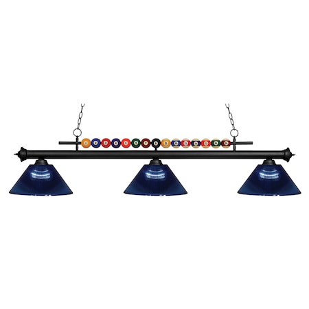 Z-Lite Shark 3 Light Billiard Light, Matte Black & Dark Blue 170MB-ARDB